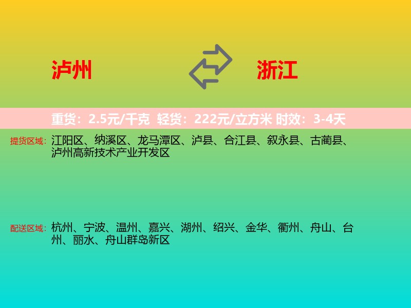 泸州到浙江长途搬家