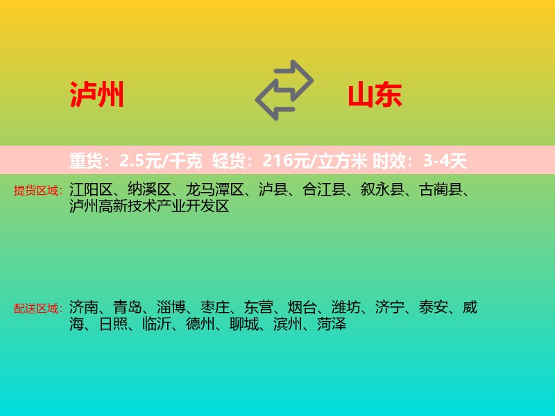 泸州到山东长途搬家