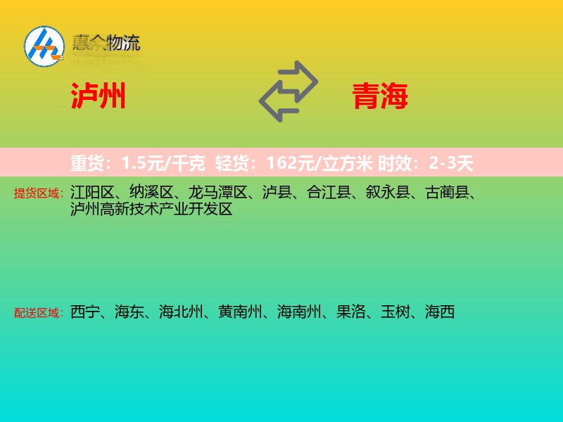 泸州到青海物流专线