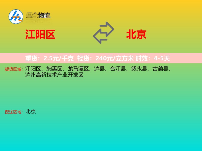 江阳区到北京物流专线