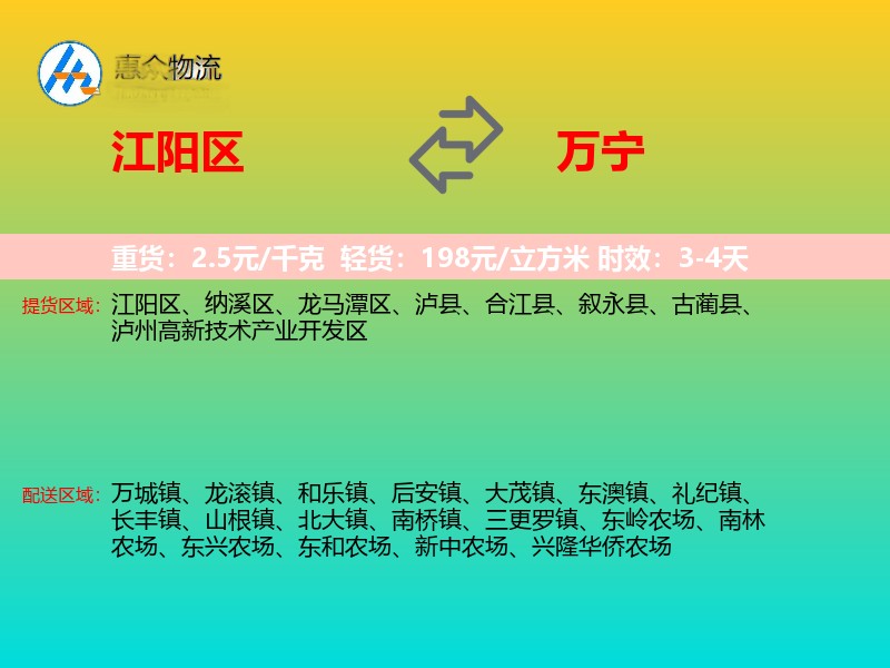 江阳区到万宁物流专线