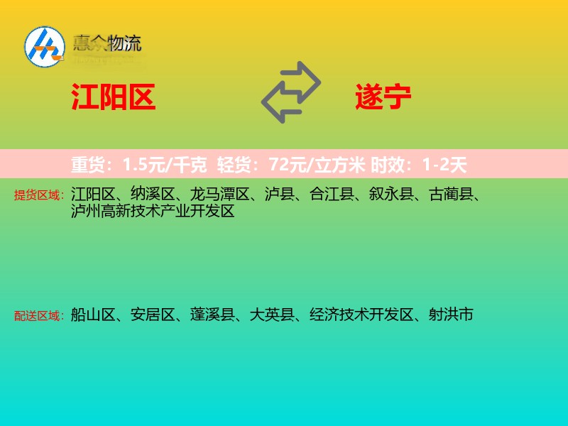 江阳区到遂宁物流专线
