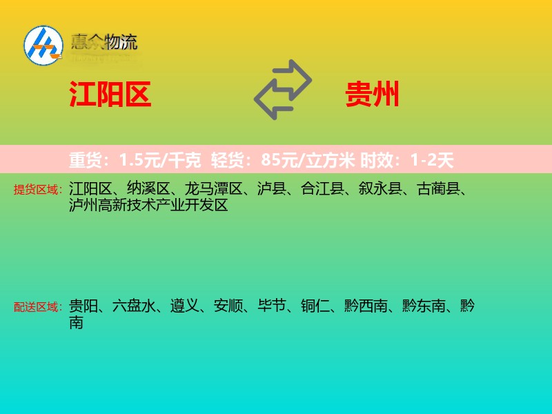 江阳区到贵州长途搬家