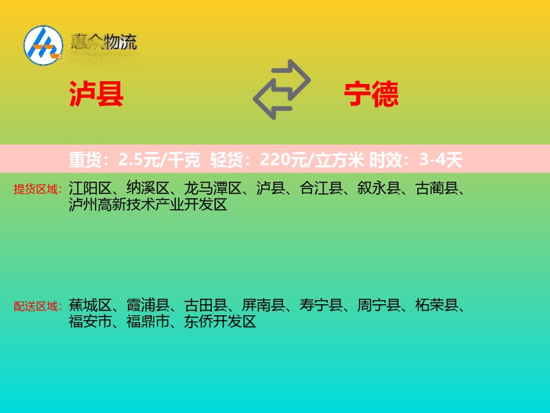 泸县到宁德物流专线