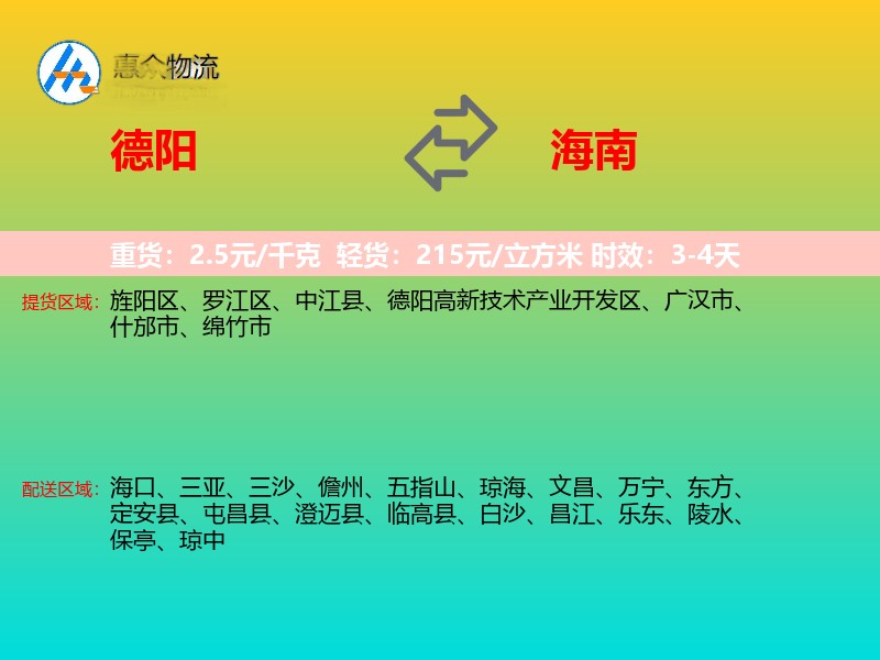 德阳到海南轿车托运