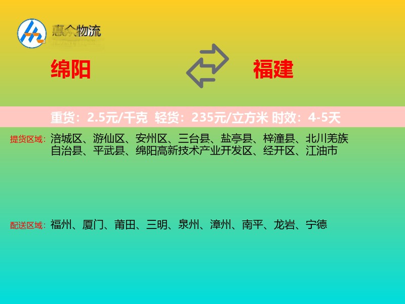 绵阳到福建长途搬家