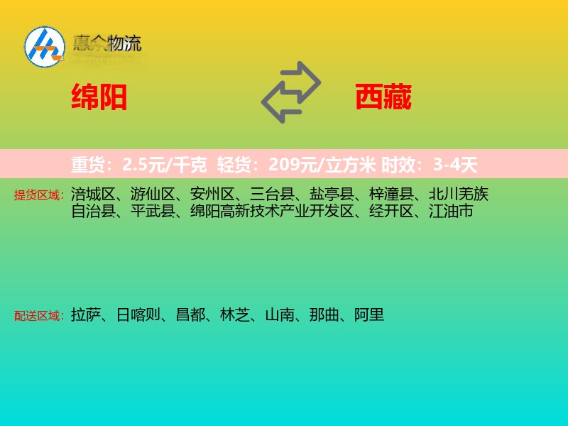 绵阳到西藏长途搬家