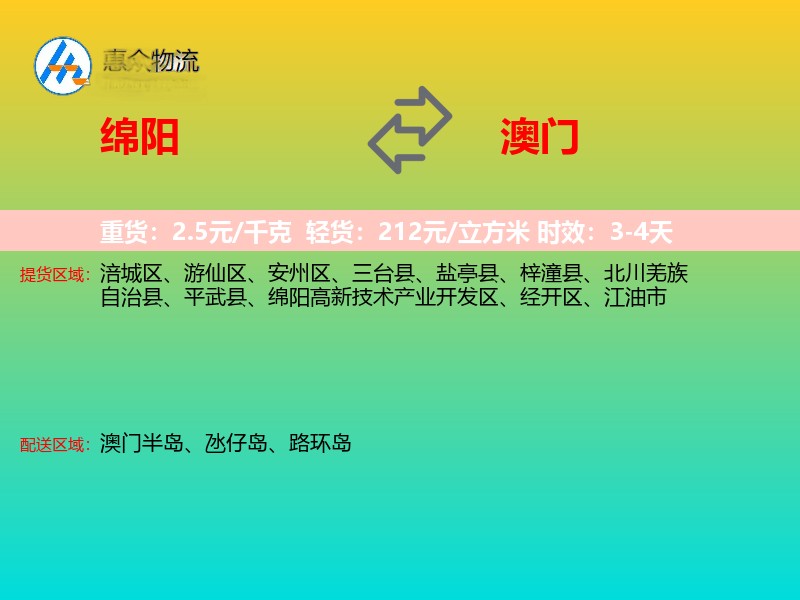 绵阳到澳门长途搬家