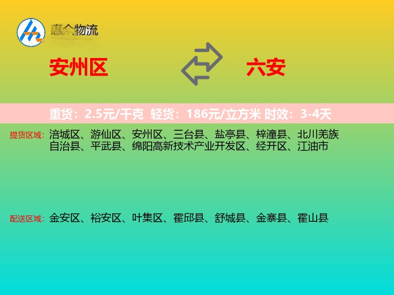 安州区到六安物流专线