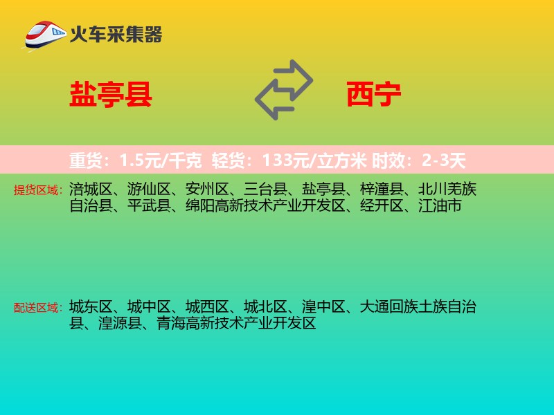 盐亭县到西宁物流专线