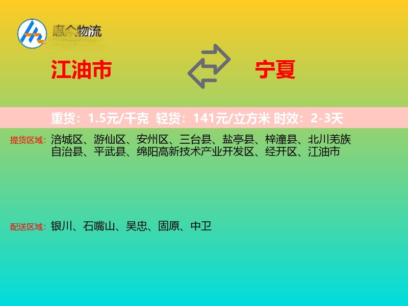 江油市到宁夏长途搬家