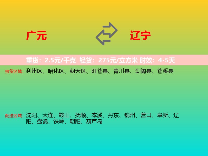 广元到辽宁长途搬家