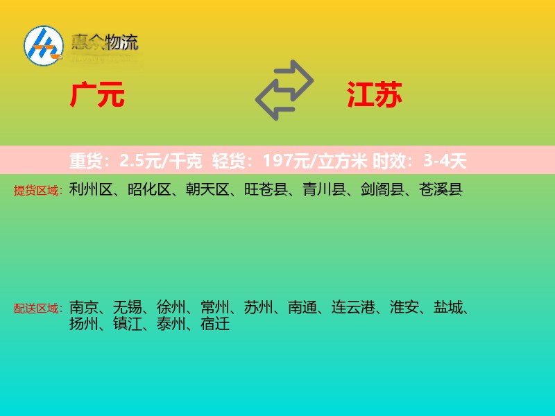 广元到江苏长途搬家