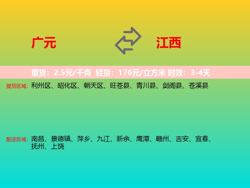 广元到江西长途搬家