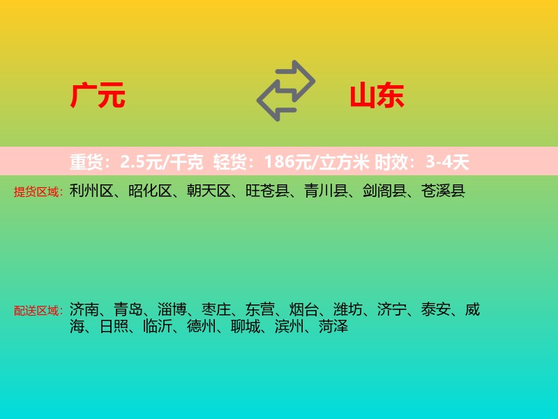 广元到山东长途搬家