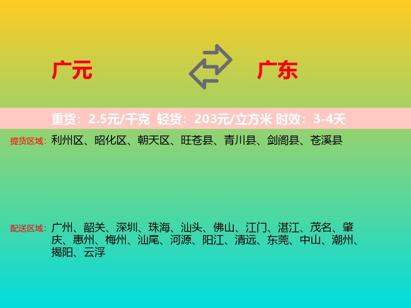 广元到广东长途搬家