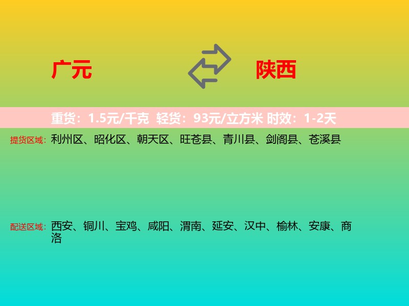 广元到陕西长途搬家