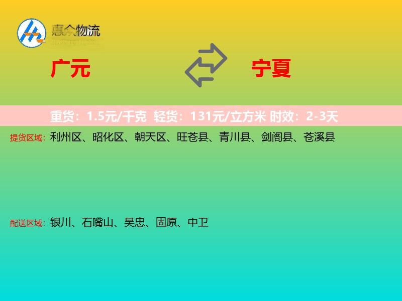 广元到宁夏长途搬家