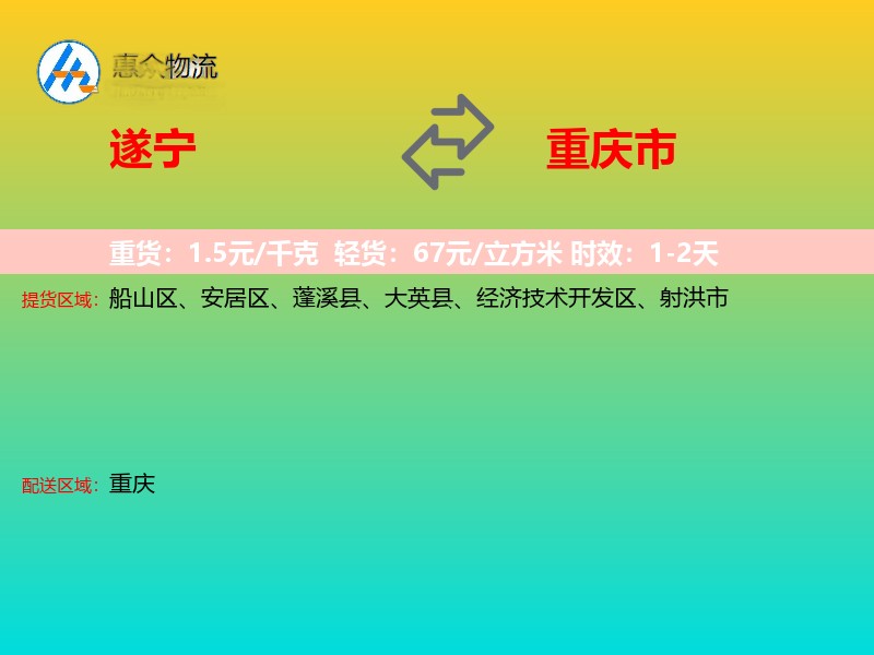 遂宁到重庆市物流专线