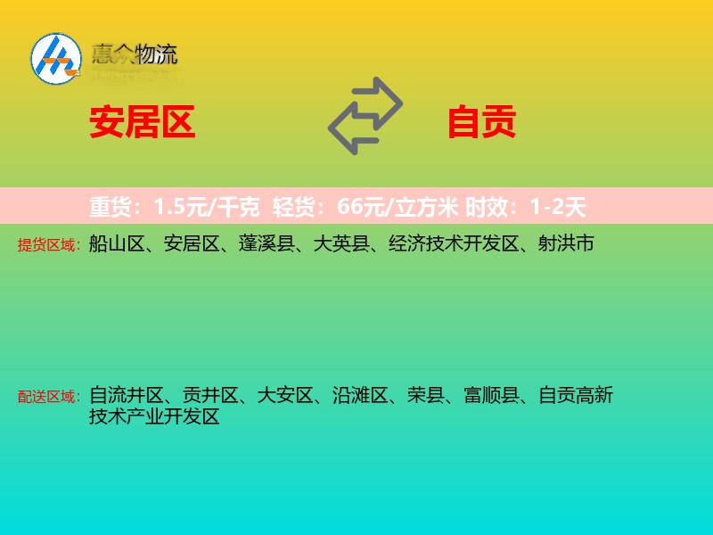 安居区到自贡物流专线