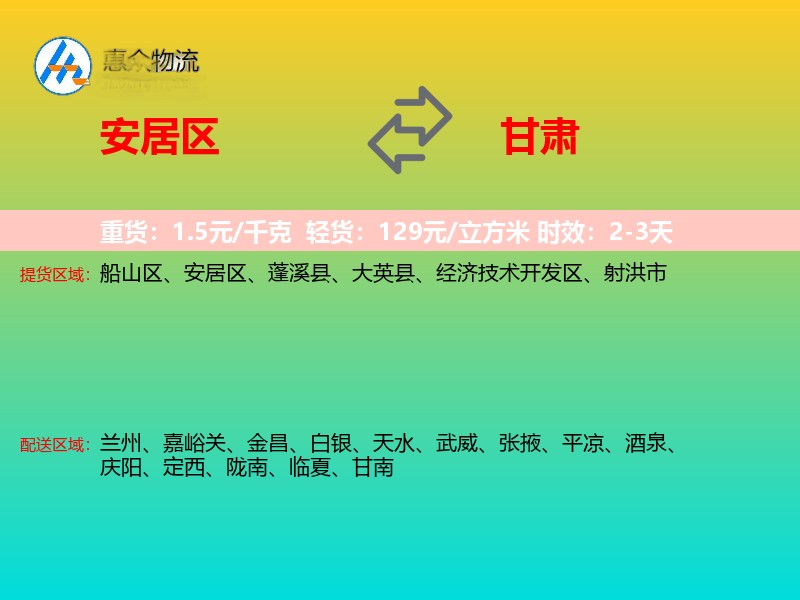 安居区到甘肃长途搬家