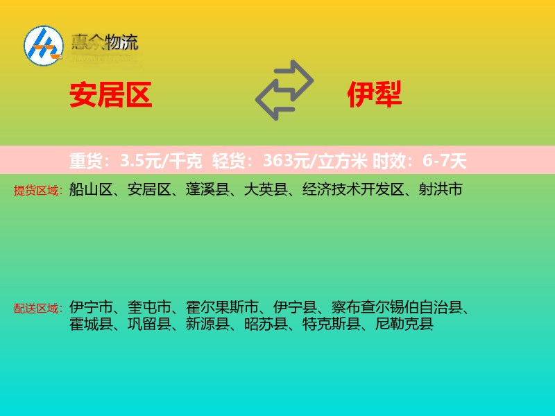安居区到伊犁物流专线
