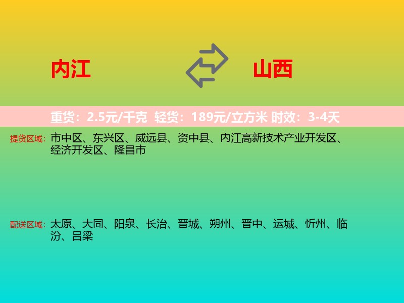 内江到山西长途搬家