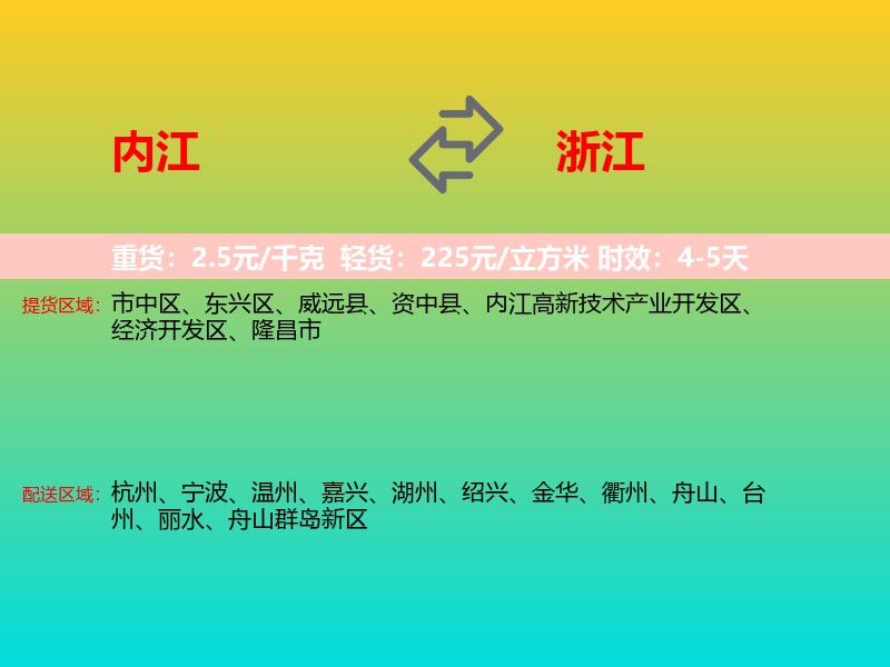 内江到浙江长途搬家