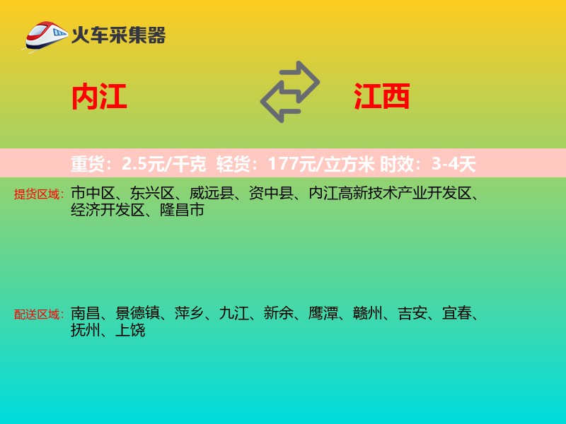 内江到江西物流专线