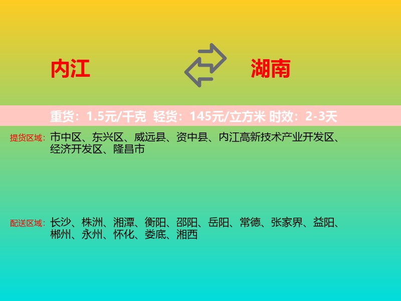 内江到湖南长途搬家