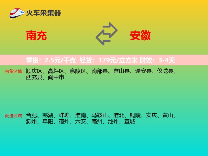 南充到安徽物流专线