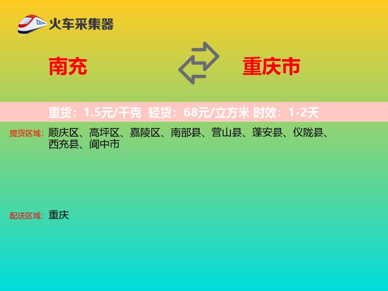 南充到重庆市物流专线