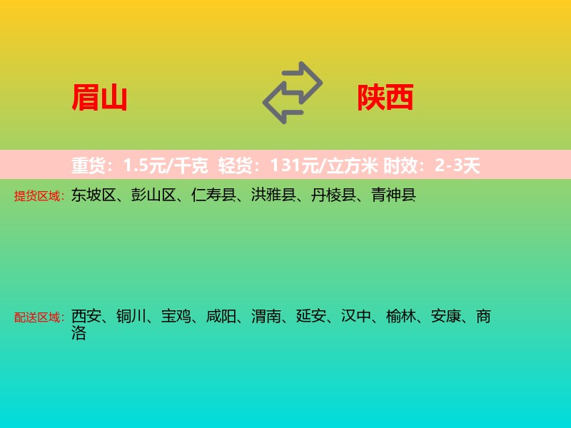 眉山到陕西长途搬家