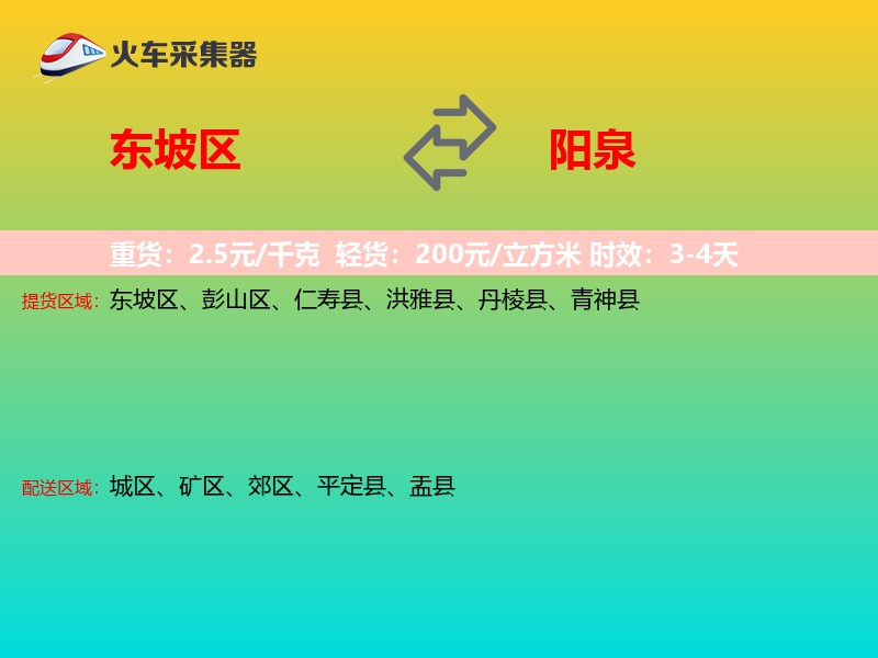 东坡区到阳泉物流专线