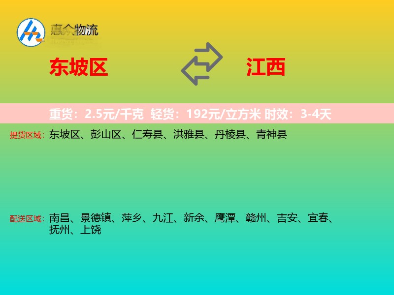 东坡区到江西物流专线