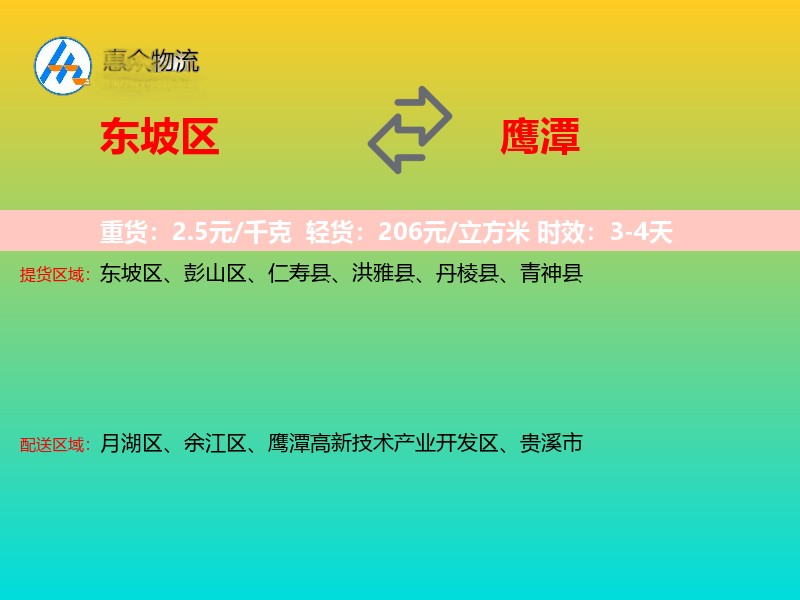 东坡区到鹰潭物流专线