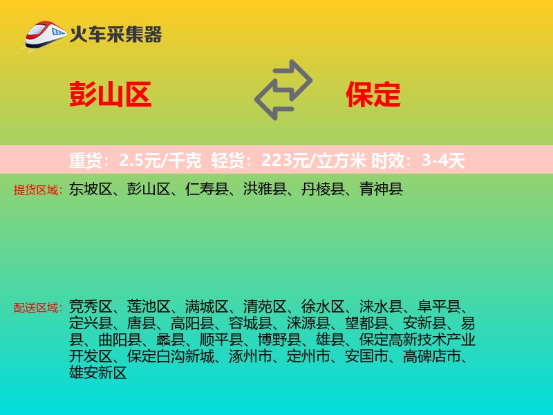 彭山区到保定物流专线