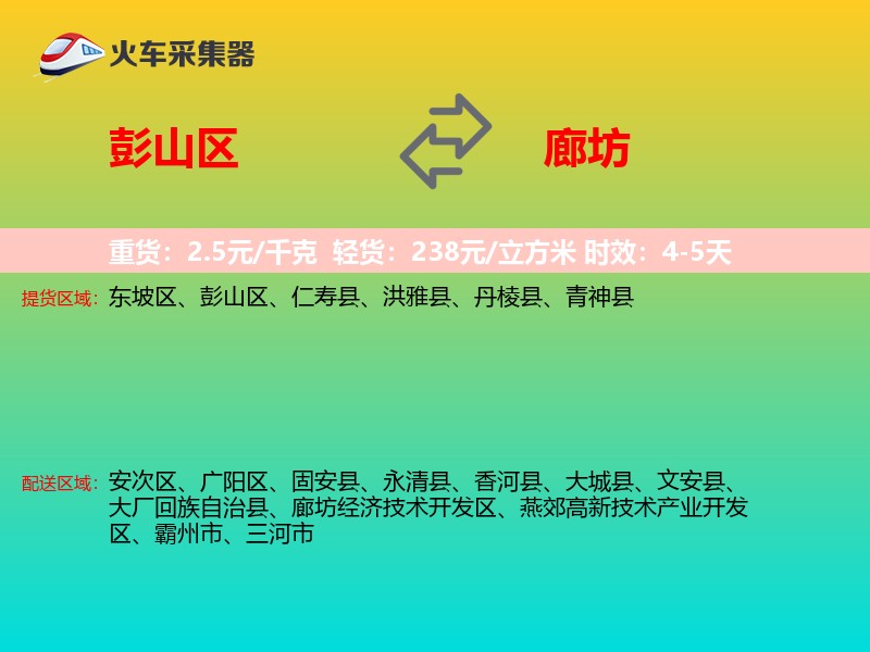 彭山区到廊坊物流专线