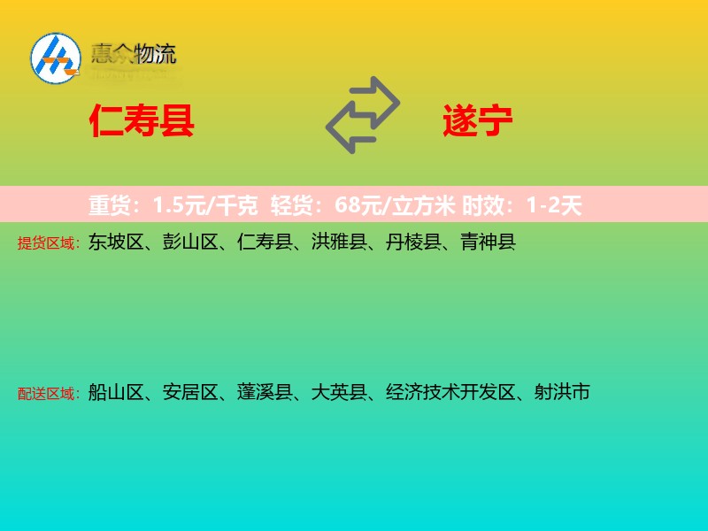 仁寿县到遂宁物流专线