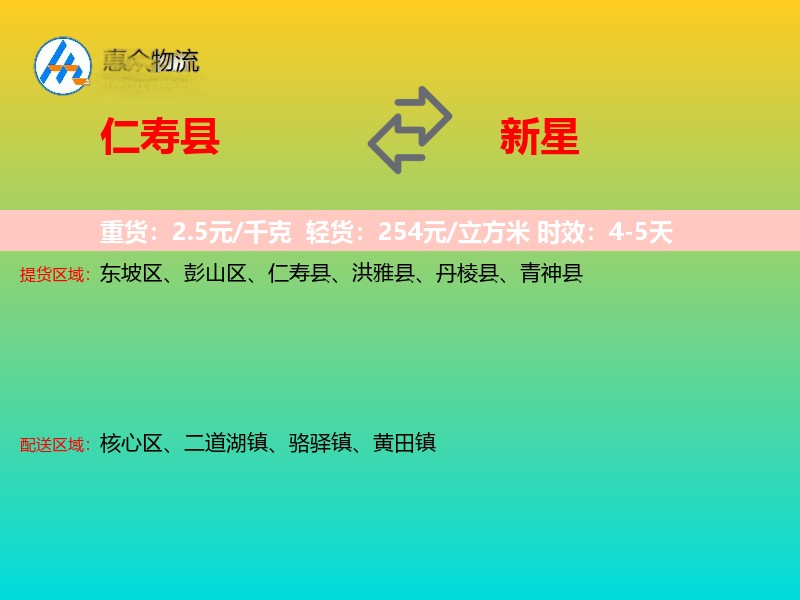仁寿县到新星物流专线