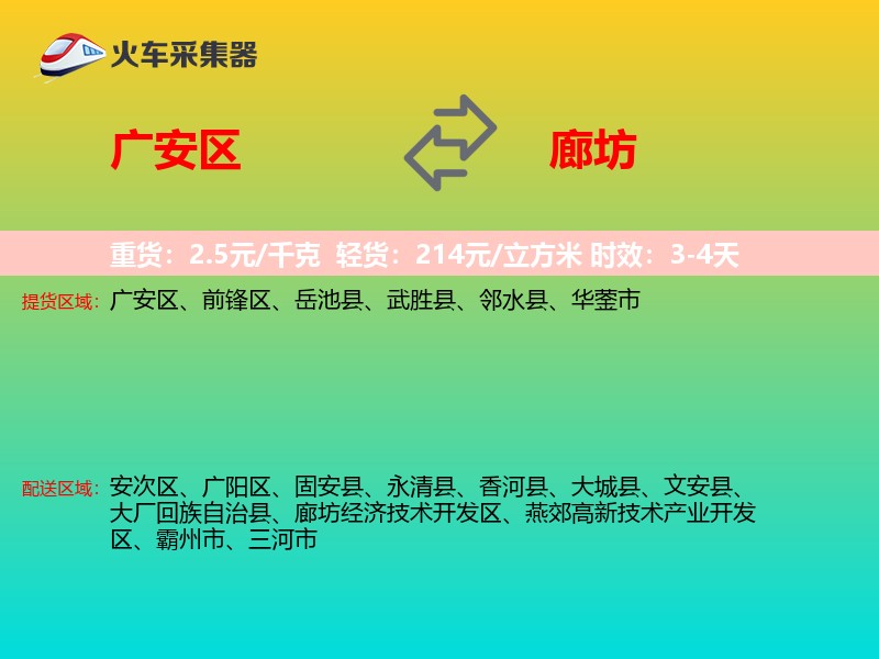 广安区到廊坊物流专线