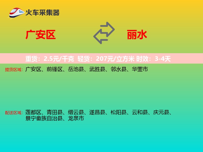 广安区到丽水物流专线