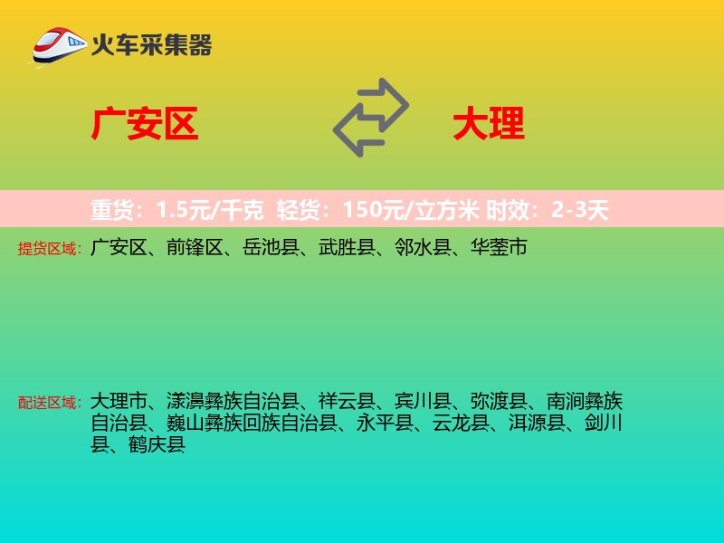 广安区到大理物流专线