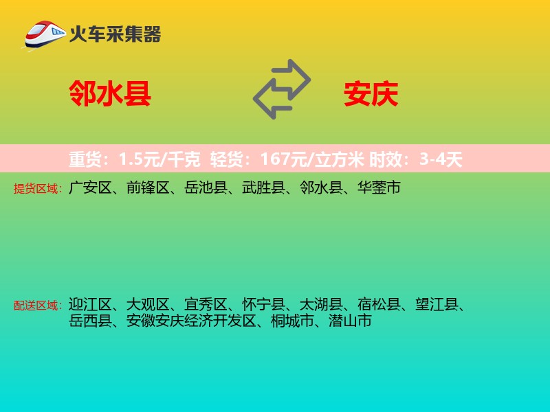 邻水县到安庆物流专线