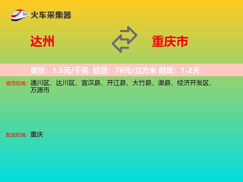 达州到重庆市物流专线
