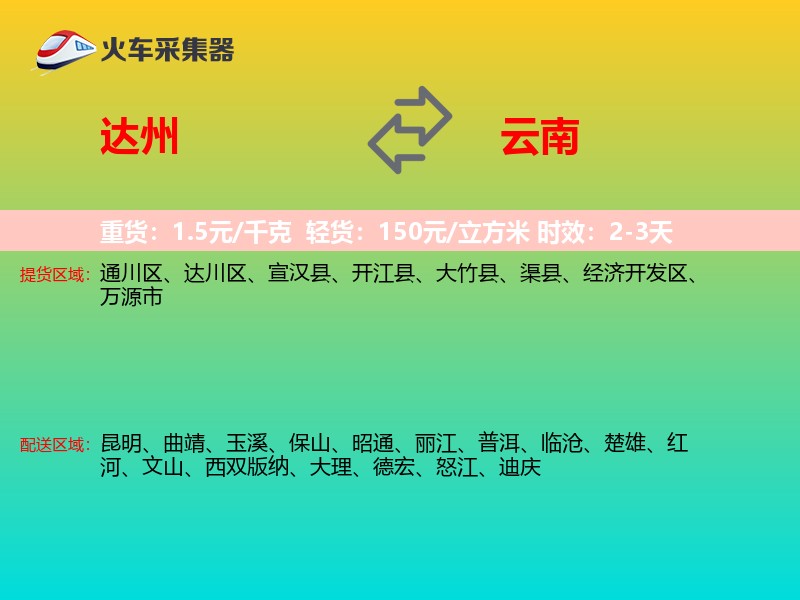 达州到云南长途搬家