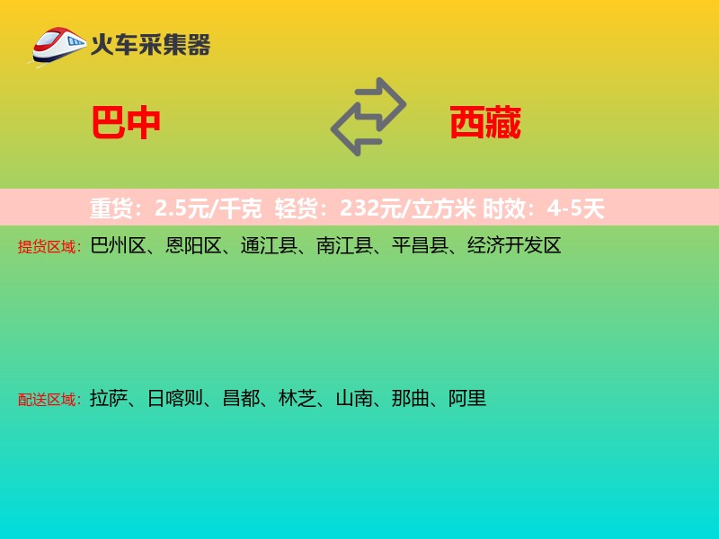 巴中到西藏物流专线