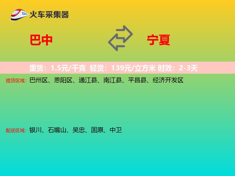 巴中到宁夏轿车托运