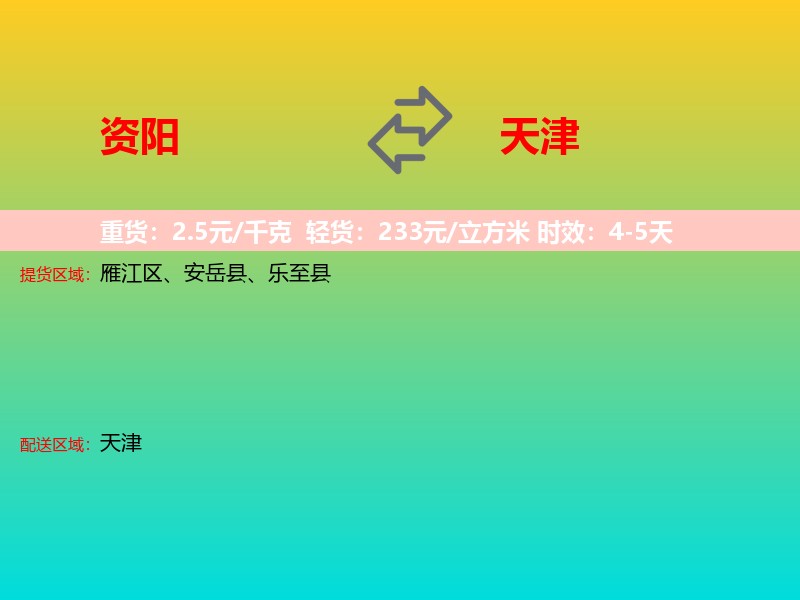 资阳到天津长途搬家