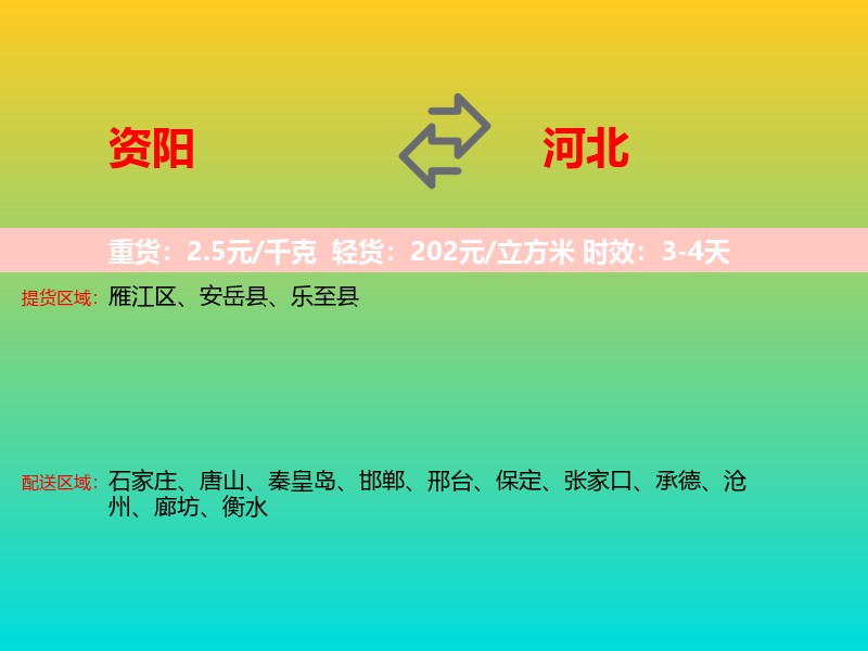 资阳到河北长途搬家